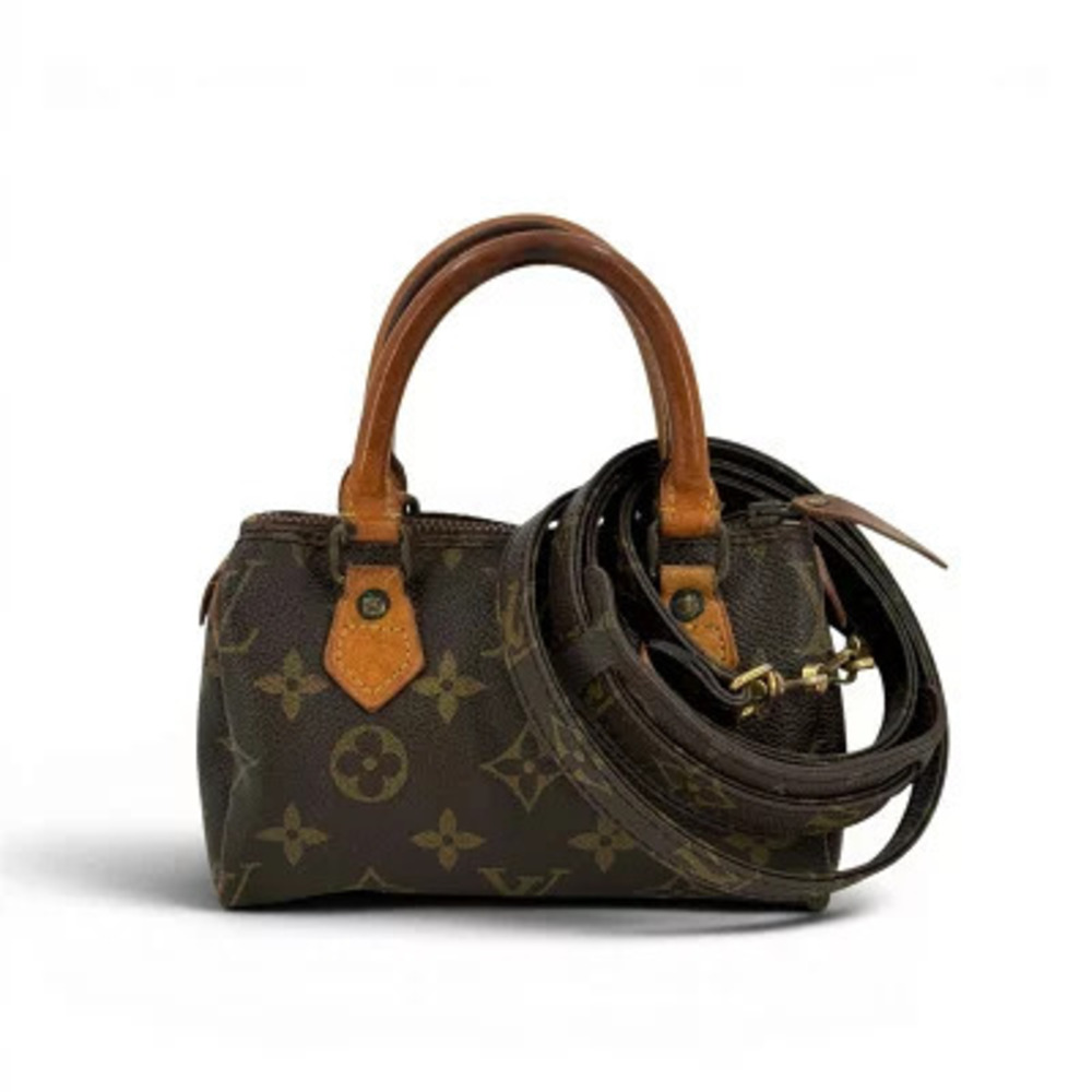 Louis Vuitton Speedy Monogram Canvas Top Handle Bag Black Brown